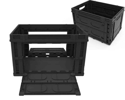 flowmultiply Collapsible Utility Crate, Expanded Dimensions(21.3Gal), Side-Opening Storage Bins, Plastic Stackable Containers, Use It As Kids Toy Box,Laundry Basket, Food Storage, Etc (2PK-Black)