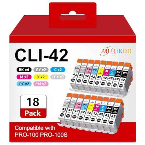 CLI 42 Ink Cartridges Compatible Replacement for Canon CLI-42 Ink Cartridges CLI42 Use with Canon Pixma Pro-100 Printers (4BK, 2C, 2M, 2Y, 2GY, 2LG, 2PC, 2PM, 18pk CLI 42 Ink)