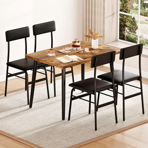 IDEALHOUSE 4-Person Dining Table Set for Small Spaces – Modern Industrial Kitchen Table