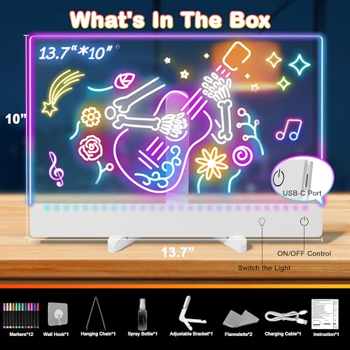 White Rechargeable Lumi LED Drawing Board 14x10 Inches Wireless Light-up Art Board