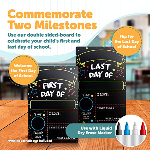 First Day Last Day of School Sign - Double Sided Dry Erase Board 8x12 Inches