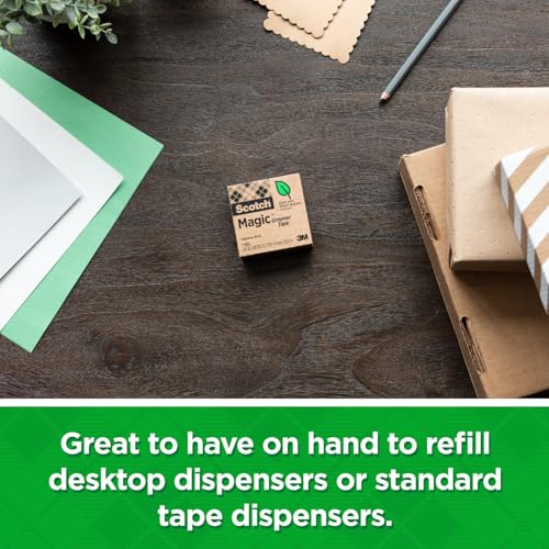 Scotch Magic Greener Tape, 24 Rolls, Numerous Applications, Invisible, Engineered for Repairing, 3/4 x 900 Inches, Boxed