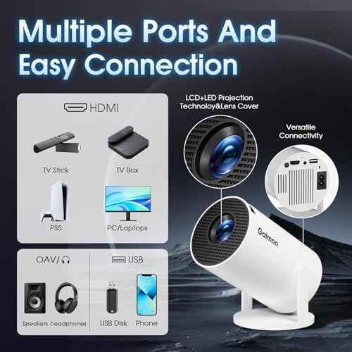 Mini Projector with WiFi and Bluetooth Built-in Apps Smart Projector Support 4K 1080P FHD 180¡Æ Adjustable Auto Keystone Compatibile with HDMI/TV Stick/Memory Stick/Laptop, White