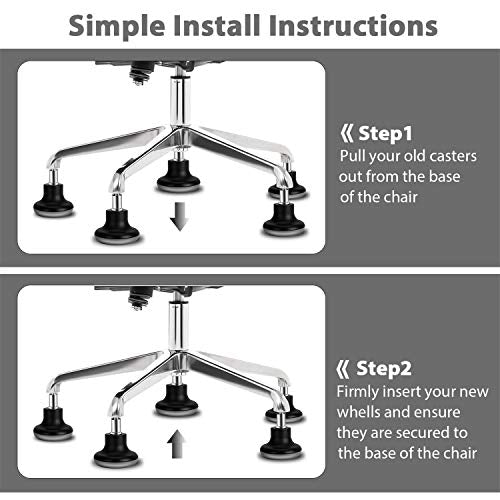 uvce Bell Glides 11mm x 22mm Replacement Chair Feet, 5pcs - Low-Profile Fixed Casters with Self-Adhesive Felt Pads