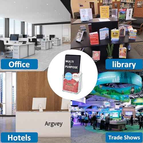 Acrylic Brochure Holder 4x9 Inch, Clear Pamphlet Holder Display Stand for Trifold 4 Inch Flyers, Booklets, Table Signs, Plastic Rack Card Holder for Office, Home, Store, 2 Pack