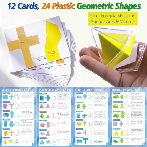 3D Geometric Solids Set with 2D Nets - Math Learning & Teaching Tools