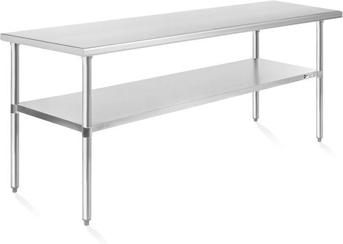 KUTLER Stainless Steel Table - 24 x 72 Inches | NSF Heavy Duty Kitchen Prep Table with Undershelf