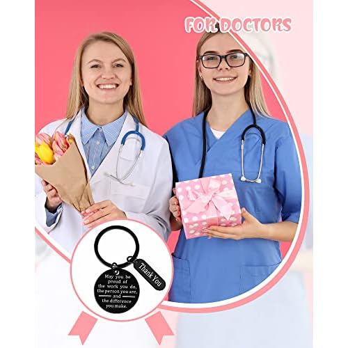Yinkin 300 Pcs Employee Thank You Gifts Bulk Gifts for Coworkers Include 100 Inspirational Employee Appreciation Keychain Gifts 100 Organza Bags 100 Cards for Teacher Nurse Team(Black)