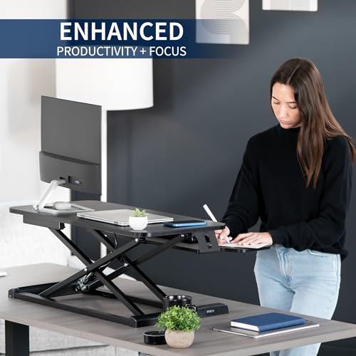 VIVO 32-inch Black Standing Desk Converter - Sit-Stand Adjustable Riser