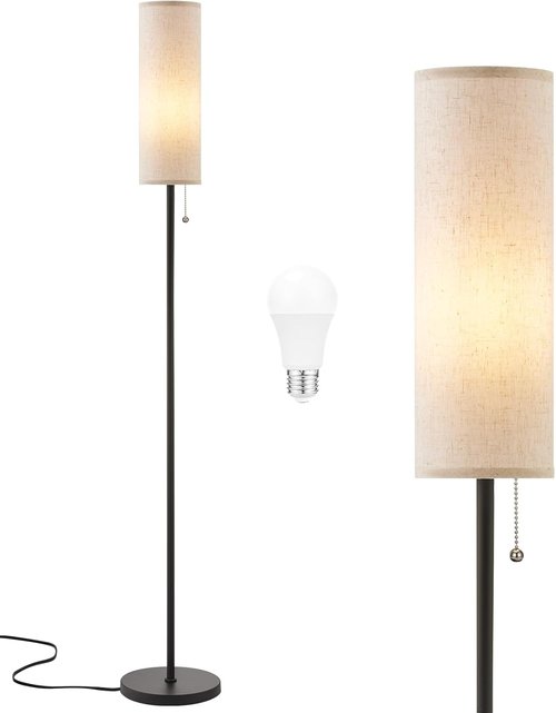 Ambimall 64'' Floor Lamp - Minimalist Design with Beige Shade & Pull Chain Switch for Living Room
