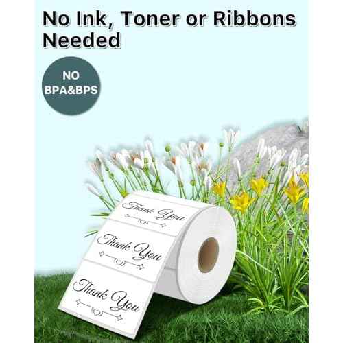 iEager 3" x 2" Thermal Labels, Rectangle Thermal Printer Stickers, Self-Adhesive Durable Sticker with Perforation Line, 500 Labels/Roll, White