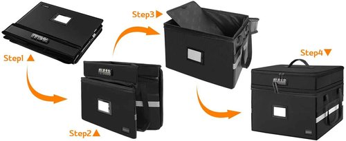 DEEGO 2 Layer Fireproof Document Box with Lock, Large Document Organizer with Pockets, Portable Collapsible File Box Document Safe for Home Office for Hanging Letter/Legal Folder