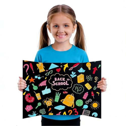 Black 3-Pack Trifold Display Boards 24x16 Inches for Classroom & Exhibits
