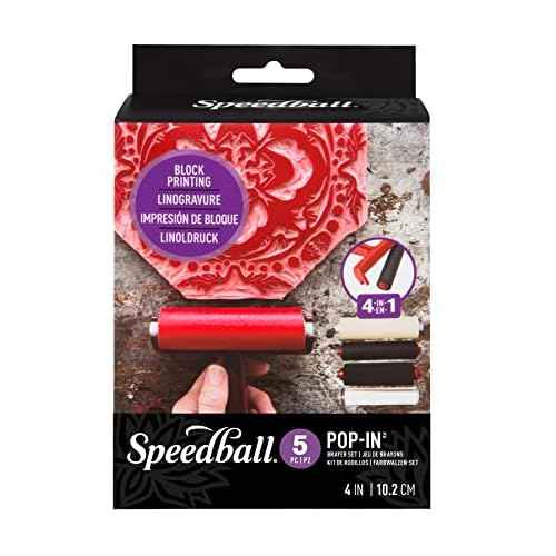 Speedball Pop-in 4" Roller Brayer Kit, Foam, Rubber, Hard Rubber & Acrylic
