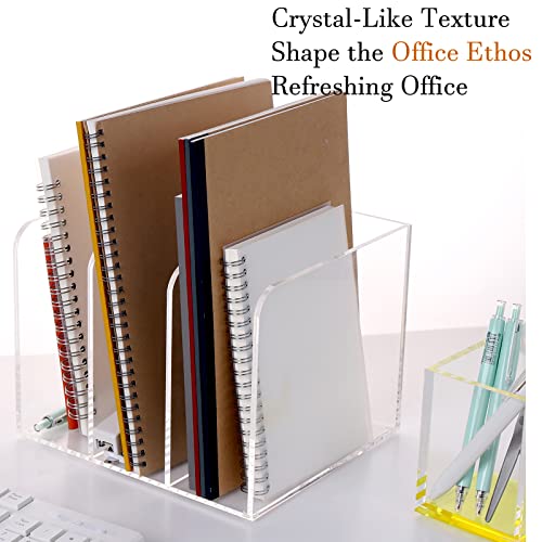 Magazine Holder, Clear Acrylic Magazine Rack, File Organizer for Office Desk, Book Organizer,-One-Piece-3 Vertical spaces,1 pack (B5)¡¦¡¦