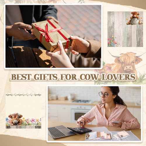 9 Pads Highland Cow Sticky Notes 3x3 Inch Cute Self Stick Notepads Notes Adhesive Memo Pad Office Decor Gifts for Students School Teacher Meeting Office Supplies