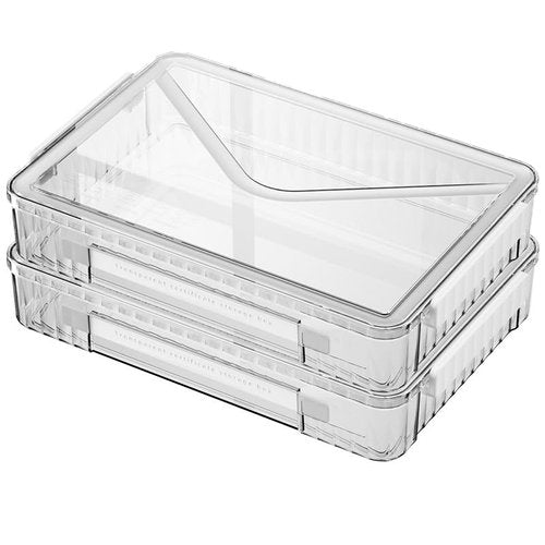 NowMaithis 2 Pcs 8.5 x 11 Paper Storage, Clear Plastic Organizer for A4 With Handle Files Portable Project Case, Art Organizer Snap Seal Inserts