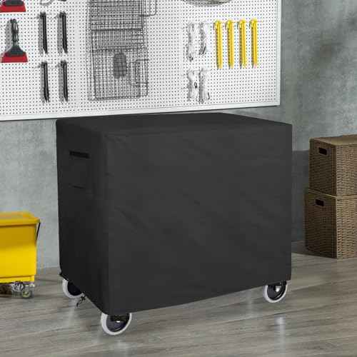 Bitubi Service Cart Cover for 500-Pound Capacity Service Utility Cart,Heavy Duty Waterproof Utility Cart Cover - 47''L x 27'W x 32''H(Black)