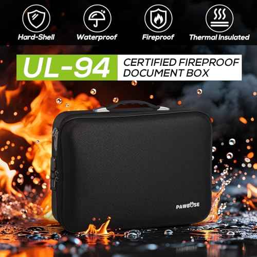 Fireproof Document Box with Combination Lock, Fireproof Water-Resistant Hard Case Safe for Important Documents, Certificates, Laptop, Passports£¨16''x12''x5''