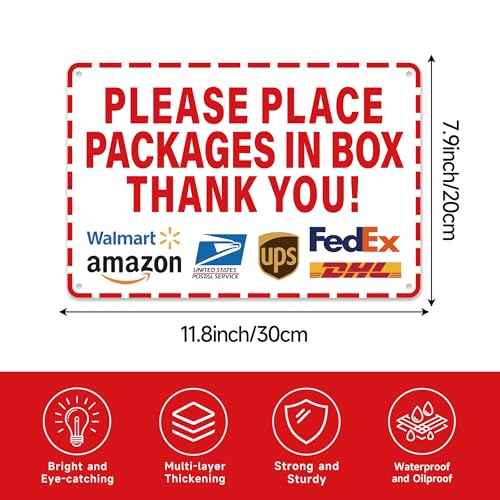 Please Leave Packages and Deliveries Here Sign£¬Self-Adhesive Waterproof and Durable Place Packages in Box Sign, Please Delivery Packages in Box Sticker for Home, Office, Shop, Door