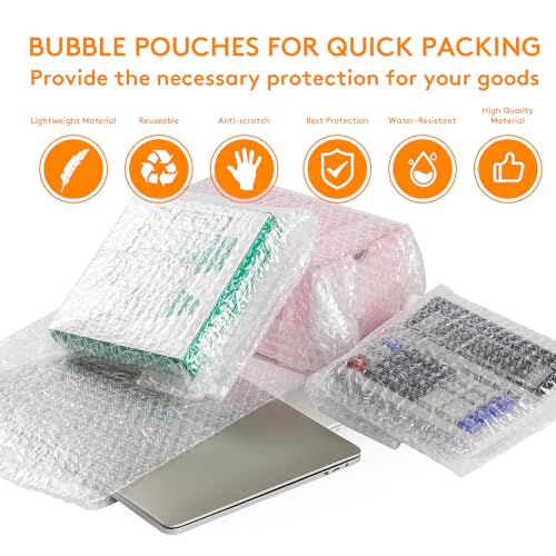 100PCS Clear Bubble Pouches Wrap Bags, 8 x 12 Inch Bubble Out Bag Pouch for Packing & Shipping, Double Layer Bubble Cushion Wrap Bags Protective Bubble Pouches Bags for Moving and Storage