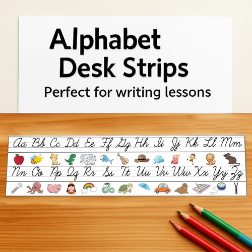 Black Cursive Alphabet Desk Letter Stickers - 36 Removable Classroom Labels
