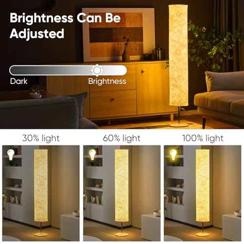 58 inch Simple Soft Light Floor Lamp Design Morden 3 Color Lighting Remote Control LED lamp with Tyvek Fabric Shade,Brightness Adjustable for Living Room Bedroom Game Room