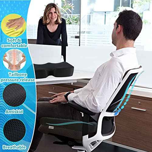 Memory Foam Seat Cushions Coccyx Pad Thicken Widen Strong Support and Comfort for Office Chairs, Car Seat, Dining Gaming Chairs, Wheelchairs.