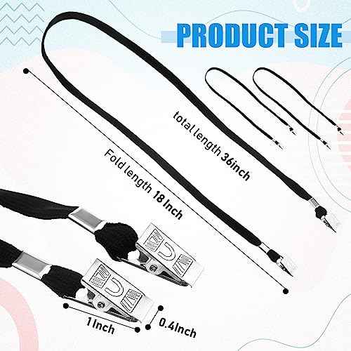 Patelai 200 Pack Double Clip Lanyards Bulk Face Mask Lanyard Twist Free 2 Hook Design Adjustable Badge Neck Strap for Conference Office Class Essential Back to School Gifts ID Card Keychain (Black)