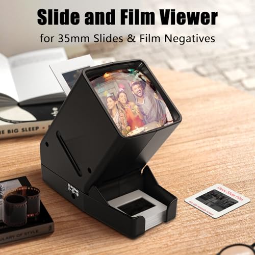 35mm Slide & Film Viewer with 3X Magnification, LED Backlight, USB & Battery Power