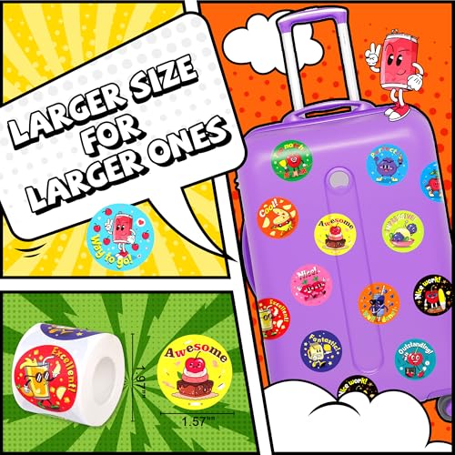 HORIECHALY 3 Rolls Scratch and Sniff Scented Stickers for Kids, 600 Pcs Smelly Motivational Reward School Stickers, Scented Encouragement Classroom Sticker for Teachers, Students(1.57")