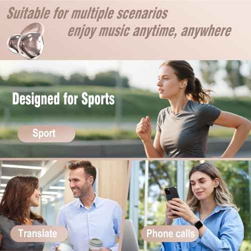 AI Translation Earbuds Real Time, 164 Language Translator Earbuds, 3-in-1 Wireless Clip on Earbuds, Bluetooth 5.4 Headphones, Translating Device for Travel Business Learning (Pink)