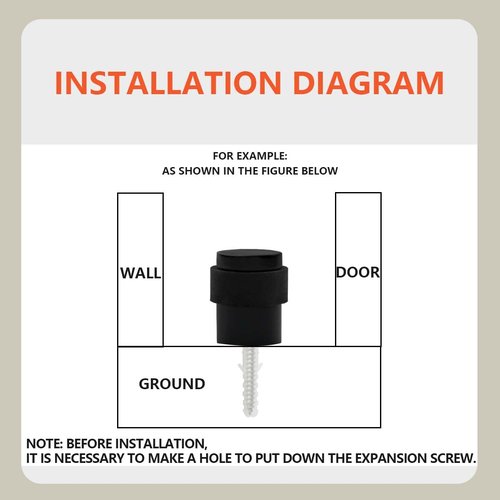 SANATO 10Pcs Black Door Stopper Floor Mounted with Black Rubber, Cylindrical 304 Stainless Steel Made