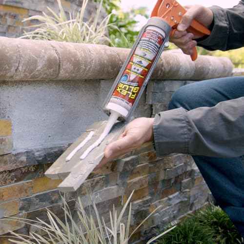 Flex Glue, Super Strong, Rubberized Waterproof Adhesive, Works Underwater, Use on Pools, Showers, Outdoors, Concrete, Brick, Pavers, UV Resistant, 10 oz Cartridge, White, 2-Pack