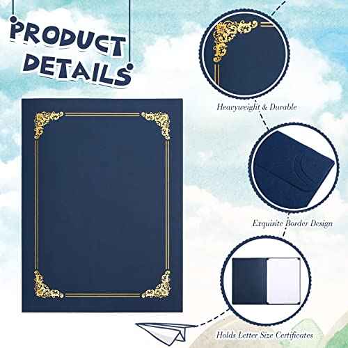 Fainne 80 Pieces Certificate Holders Diploma Holders Document Holder Certificate Covers Certificate Folders with Gold Foil Border for Letter Size 8.5 x 11 Inches Diploma Documents Awards (Navy Blue)
