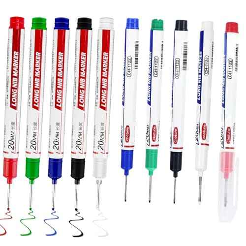 10 Pcs Long Head Deep Hole Marker - Quick Dry Waterproof Fine Tip Marker Pens, 2025 New Multi-purpose Deep Hole Marker Pens, for Office Supplies, Art Projects, Woodworking