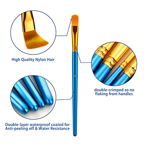 Blue Artist Paint Brushes Set for Acrylic Watercolor Oil Painting - 20 Pcs