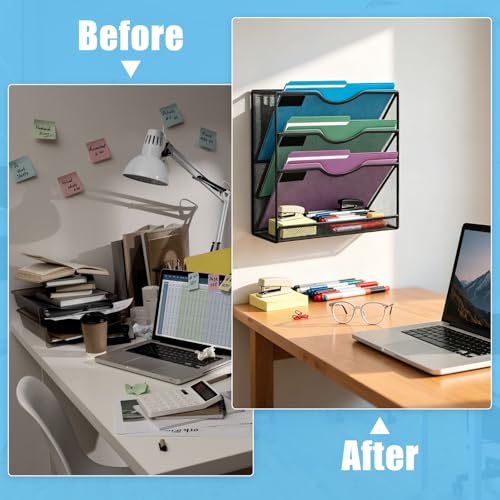4-Tier Magnetic File Holder Organizer with Dual Mounting - FeForm
