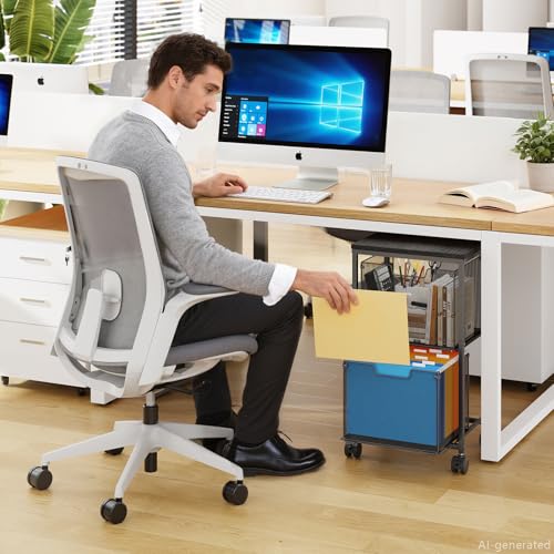 Sbanmao Rolling File Cart with 2 Drawers – Under-Desk Mobile File Cabinet, Black, 2-Drawer