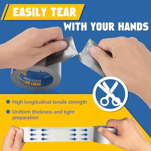 CXYARY 15 Roll Duct Tape Heavy Duty, 2 Inch x 450 Yard, Gray Waterproof Tape Any Weather, No Residue Tape for Strong Repairs, Indoor & Outdoor, Tear by Hand