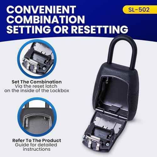 SL-502 Dial Combination Lock Box | Portable Shackle LockBox for Outside | Fits House Keys, Car Keys, Fobs, Credit Cards/IDs & More | Keypad Safe Box, Digital Push Button Combination Lock