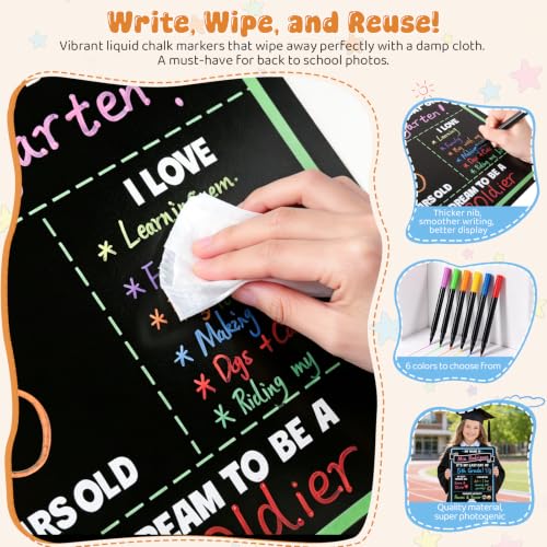 Reusable First Day of School Sign Board - 14x11 Inch Chalkboard Photo Prop for Kids
