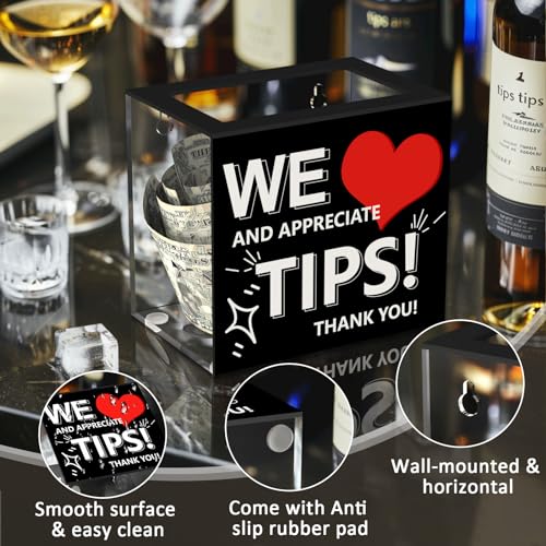 1PCS Acrylic Tip Jar for Bartenders - Money Suggestion Donation Box 6x4x5 Inch