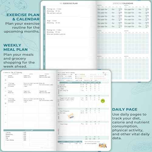 Clever Fox Food Journal Pro ? Diet & Wellness Planner for Women & Men ? Weight Loss Diary with Calorie Tracker ? Food Log for Tracking Meals, Exercise & Weightloss - Undated, 7" x 10" Aquamarine