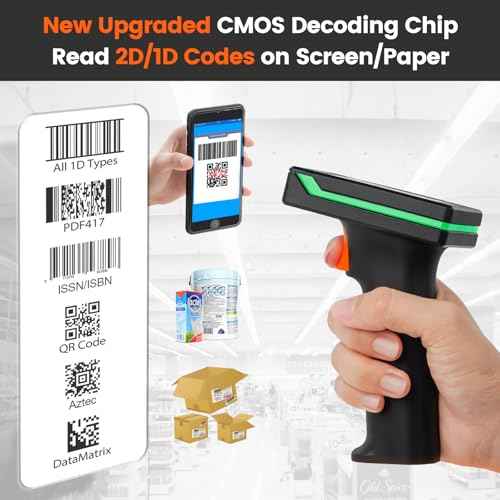 OBZ 2D Bluetooth Barcode Scanner with Large Screen, Compatible with 2.4G Wireless & Bluetooth & USB Wired, Connect Smart Phone, Tablet, PC, Wireless QR Code Scanner Work with Windows Mac iOS Android