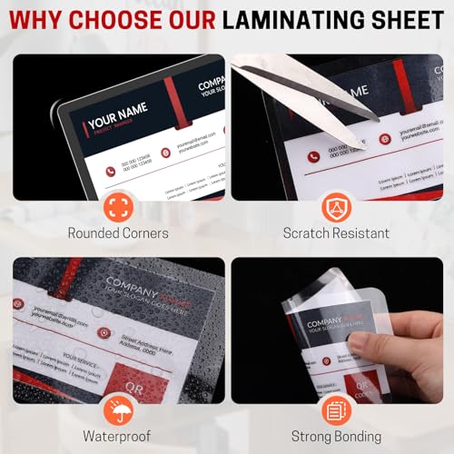 CAREGY 200 Pack Business Card Laminating Pouches 2 x 3.5 Inch, 5Mil Thickness, Clear