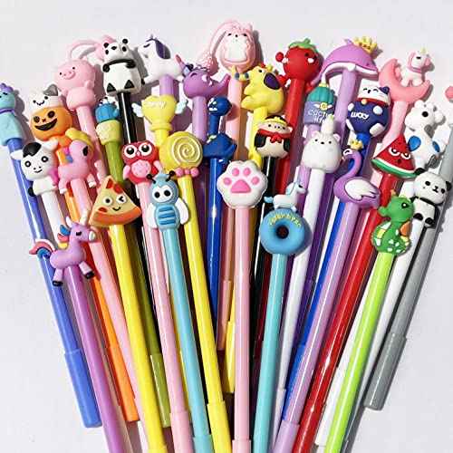 200 Pieces Cute Cartoon Black Gel Ink Pens Cartoon Animal Writing Pens 0.5 mm Assorted Styles Pens Stationery for School Office Home Student Kids Birthday Present