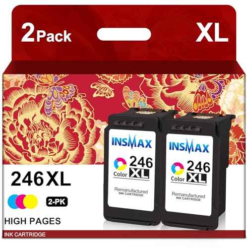 CL-246XL Color Ink Cartridge Remanufactured for Canon 246XL 246 CL-246 Ink for PIXMA MX490 MX492 TS3100 TS3122 TS3300 TS3322 TS3320 MG2522 TR4520 TR4522 TR4500 Printer (2 Tri-Color)