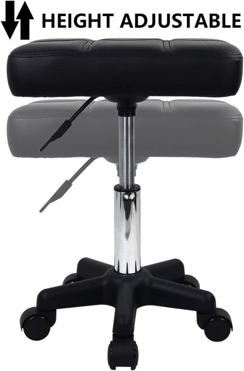 FURWOO Adjustable Rolling Stool - Swivel Chair with Wheels for Spa & Salon - Black Finish