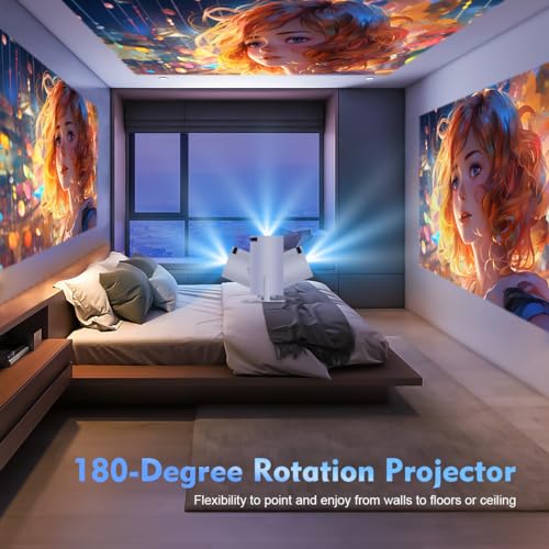 Magcubic HY300PRO Mini Projector with WiFi and Bluetooth, 4K Support 200ANSl Smart Portable Projector, AutoKeystone, 180¡Æ Rotation, Home Video Proyector for Home, Bedroom, Outdoor Android 14